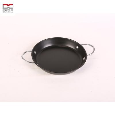 China Sustainable Factory Offered Food Grade Standard Paella Pan With Stainless Steel Handle Non-Stick Carbon Steel Flat Spria Bottom Mini Wok Set for sale