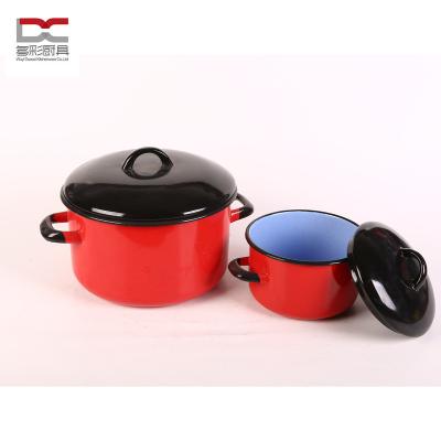 China 4Pcs Carbon Steel Lid Food Grade Enamel Soup Stock Factory Offered Colorful Casserole Pot Set Viable Dutch Oven Stock Pot for sale