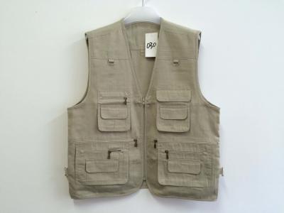 China Mens classic vest in 100% polyester washed fabric, washed beige, S-3XL for sale