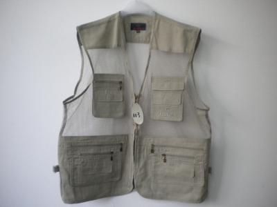 China vest, waistcoat, net vest, mens vest, fishing vest, 100% polyester, S-3XL, beige for sale