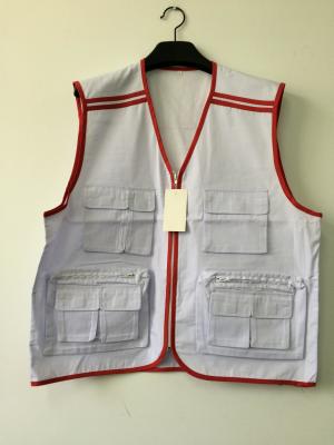 China vest, mens vest, waistcoat 011W in T/C 65/35 fabric, white color, fishing vest, casual vest for sale