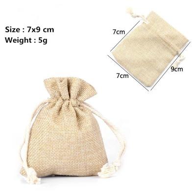 China Wholesale Custom Logo Biodegradable Printed Small Burlap Jewelry Bag Cotton Hemp Jewelry Packaging Pouch With Drawstring for sale