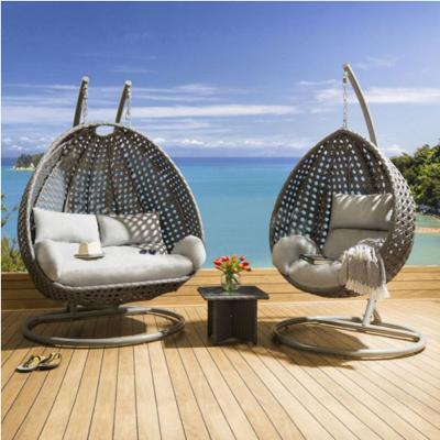 China New Design Contemporary Garden Patio Furniture Outdoor All Weather Resin Rattan Wicker Double Swing Chair à venda