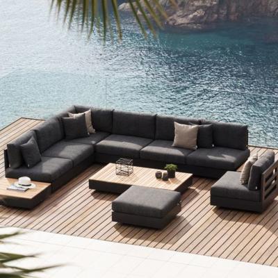 China Outdoor Sectional Aluminum Metal L Shape Sofa Modern Luxury Modern Patio Garden Fashion Sofa Hotel Furniture Sofa Te koop