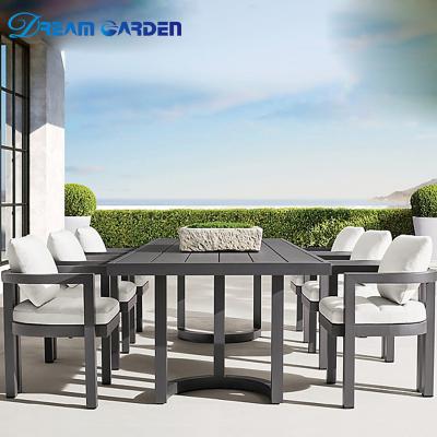 Cina Modern Black Metal Aluminum Outdoor Dining Chair Table Hotel Patio Garden Set Outdoor Dining Set Dining Set in vendita