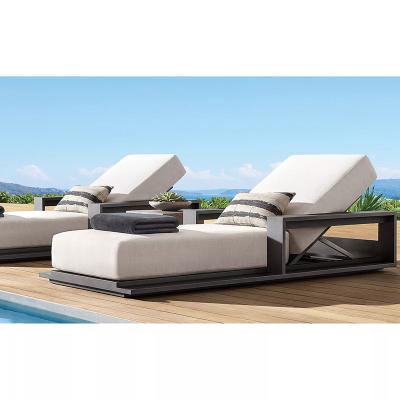 Chine Newcomers metal sun sofa black metal sun lounge cabriolet hotel outdoor modern patio furniture modern style poolside aluminum folding bed à vendre