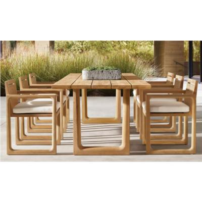 China Modern Solid Teak Wooden Outdoor Patio Dining Table and Chairs Garden Hotel Furniture Set for sale