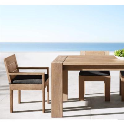 China 2021 Wholesale Modern Outdoor Garden Patio Hotel All Weather Teak Dining Table And Chairs for sale