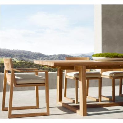 China Hotel Modern Nordic Natural Teak Patio Garden Design Dining Set Table And Chairs Outdoor Solid Wood Furniture for sale