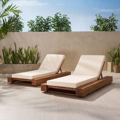 China Luxury Teak Convertible Hotel Poolside Sun Lounger Teak Furniture Folding Bed Modern Wooden Outdoor Patio Sun Loungers for sale