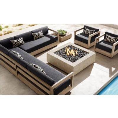 China Modern Luxury Outdoor Patio Courtyard Outdoor Garden Furniture Solid Teak Wood L-Shape Sofa à venda