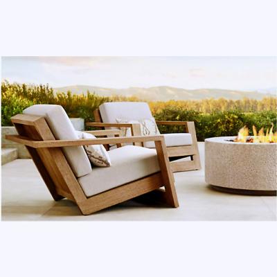 China Modern Wholesale Outdoor Garden Teak Wood Furniture Solid Patio Deck Hotel Lounge Chair with Ottoman à venda