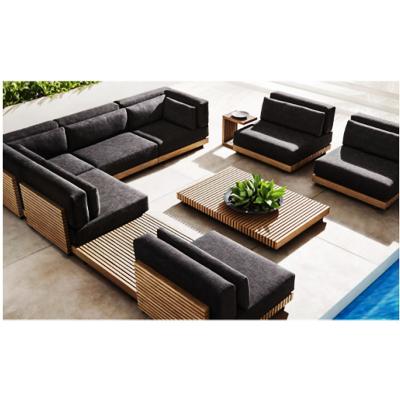 China Modern Hot Sale Outdoor Luxury Garden Sofa Patio Courtyard Teak and Aluminum Frame Furniture Set for sale