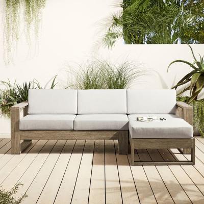 China Modern Luxury Outdoor Furniture Teak Wood Garden Sets L Modern Outdoor Backyard Sectional Teak Sofa Bed Living Room Sofa Lounge Sofa for sale