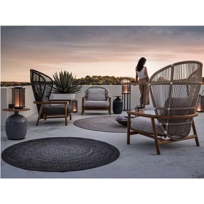 China Modern Hot Selling Garden Patio Modern Poolside Outdoor Solid Teak Wood And All Weather High Rope Back Chair for sale