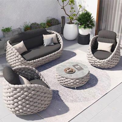 China Modern Rope Woven Shape Outdoor Bean Bag Chair Egg Shape Outdoor Furniture Set Luxury Hotel Pool Garden Sofa Set Aluminum Garden Sofa en venta