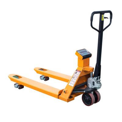 China Portable Mini Lithium Hotels 2 Ton Hydraulic Pallet Truck Manual Jack LCD Display With Digital Weighing Scale for sale