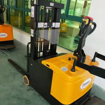 China Building Material Stores Yellow Factory Low Price 1 Ton Container Stacker Full Electric Pallet Stacker for sale