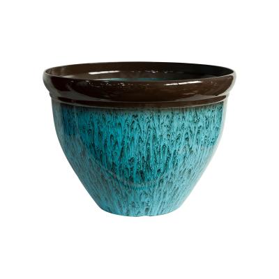 China Wholesale Fake Garden Light Accessories Modern Cheap Ceramic Glazed Effect Resin Flower Pots for sale