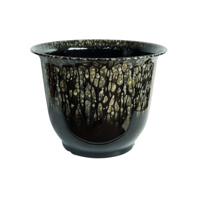 China Large Plant Light Garden Decorative Glazed Plastic Flower Pot Planter With Ceramic Effect for sale