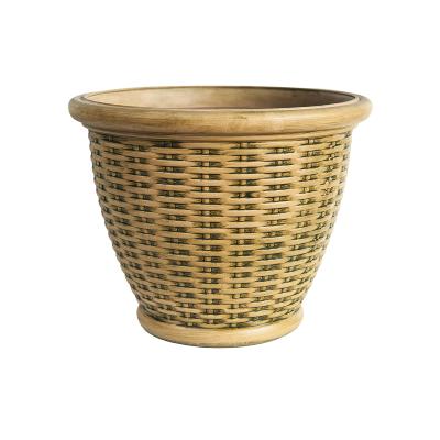 China Large Classic Garden Eco - Friendly Cheap Lightweight Outdoor Flowerpots Round Rattan Planter for sale