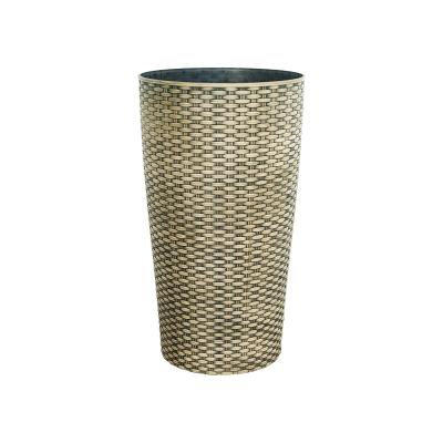 China Hot Sale Eco-Friendly 22.4 Inch - Large Planters Outdoor Resin Wicker Round Shape Rattan Planters for sale