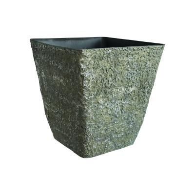 China Durable Material Hot Sale Square Shape Natural Stone Plastic Effect Flower Pot Outdoor Garden Planters for sale