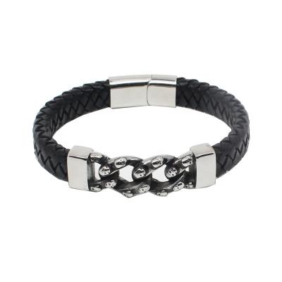 China Wholesale Black FASHIONABLE Men's China Manufacturer Leather Bracelet for sale