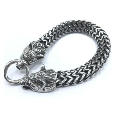 China TRENDY Hot Sale Punk Jewelry Stainless Steel Wolf Bracelet For Mens for sale