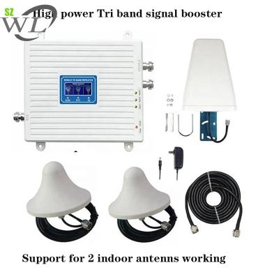 China Mobile Tri Band Signal Booster 900 1800 2100 2g 3g 4g Repeaters GSM DCS WCDMA LTE Amplifier GSM With 2 Indoor Antenna 35*30* for sale