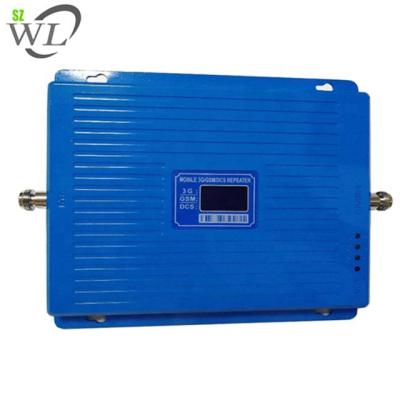 China Blue Tri Band Signal Booster 900 1800 2100 Mhz Repeater 2g 3g 4g Amplifier Unit Booster Only Boost Call and Network 36*23*23 for sale