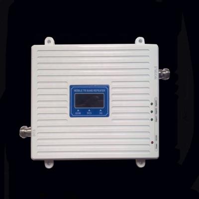 China Tri Band Signal Booster Repeater Amplifier Mobile GSM DCS WCDMA 900 1800 2600 MHz 2G 3G 4G LTE Router 23*36*36 for sale