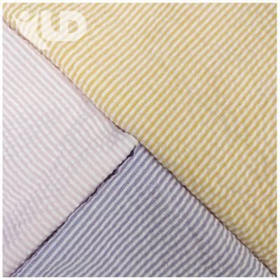 China Waterproof fabric 100% polyester yarn-dyed very cheap pleated bubble stripe dress fabric for sale