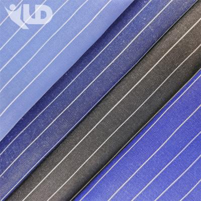 China Wholesale Inventory Waterproof Cheap 100% Yarn-dyed Spot Polyester Fabric Striped Shirt Fabric For Garment Shirts for sale