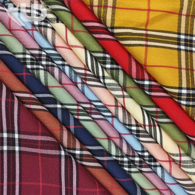 China Double Faced Fabric Custom Elastic Herringbone Polyester Spandex Blend Yarn-Dyed Plaid Apparel T-Shirt Fabric for sale