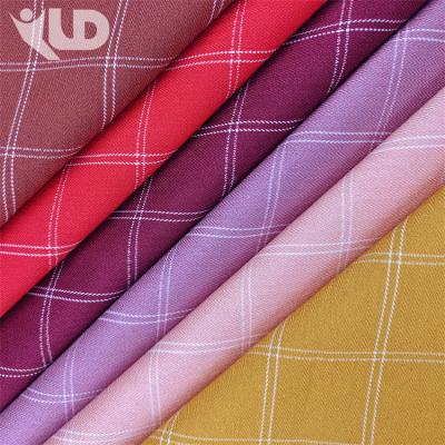 China Double Faced Fabric 92% Polyester 8% Herringbone Spandex Blend Tear-Resistant Yarn-Dyed Plaid Women's Shirt Fabric for sale