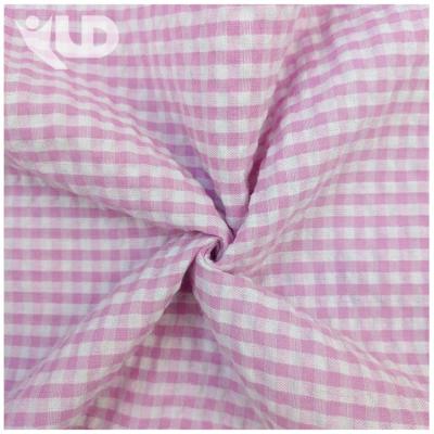 China Newly Designed Shrink-Resistant TC Blended Fabric Yarn-Dyed Bubble Checked Ladies Check Shirt Fabrics for sale