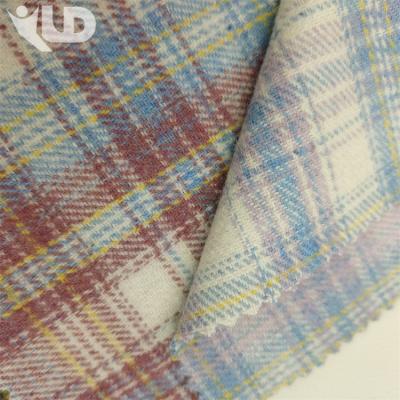 China Wholesale Customized Breathable Heavyweight 90% Polyester 10% Wool Blended Tweed Fabric Yarn-Dyed Twill Plaid Garment Shirt Fabric for sale