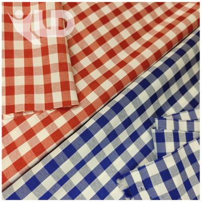 China Breathable Newly Developed Perforated Elastic Fabric Polyester Spandex Blend Yarn-Dyed Check Shirt Fabric for sale