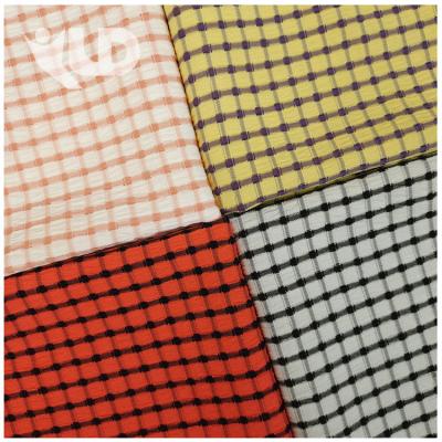 China Double Faced New Perforated Checks Fabric Summer Elasticity Polyester Spandex Blended Yarn-Dyed Plaid Shirt Fabric for sale