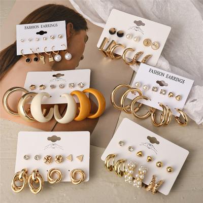 China BOHEMIA Statement Metal Gold Plated Zinc Alloy Earrings Pin Butterfly Stud Hoop Earrings Set Big Bisuterial Fashion Jewelry 2021 for sale