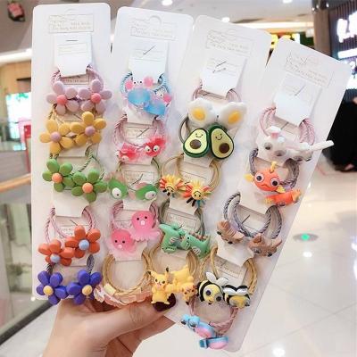 China Trendy Fashion Cute Cartoon Animals Fruit Elastic Hair Ring Kids Hair Accessories Women Ponytail Holder Hair Bands Scrunchies HairRope for sale