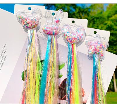 China New Unicorn Star Colorful Wig Hair Clip Girls Bowkont Headwea Hairpin Trendy Fashion Kids Hair Accessories for sale