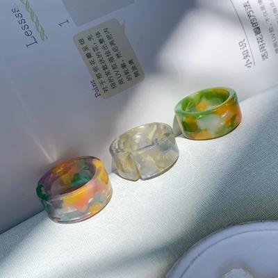 China 2020 New Korea Environmentally Friendly Simple Acetate Transparent Colorful Thick Open C-shaped Circle Round Adjustable Rings For Women for sale