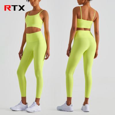 China Breathable Gym Fitness Sets Women Fitness Equipment With Bra Top Sports Suit Halter Sports Sets Sportswear Women Fitness Legging for sale