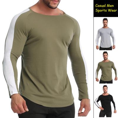 China Breathable Long Sleeve Sportswear Men Plus Size Round Neck Cotton T-shirt Sports T-shirts for sale