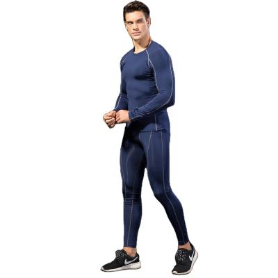 China Men's Running Training Tight-Fitting Long-sleeved Shirt+Pants Elastic Quick-Drying Top Pants Breathable Fitness Suit Men's Sweatsuit for sale