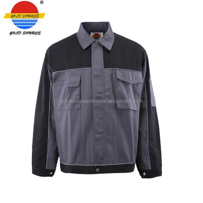 China Cotton Gray Black Contrast Canvas Working Jacket Durable Mens Workwear Tops Engineering Working Uniform for sale