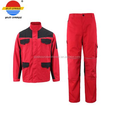 China Wholesale Anti Shrink Rip Stop Red Jacket Pants Workwear Suit Workwear For Mechanicals Technicians Builders Engineers for sale