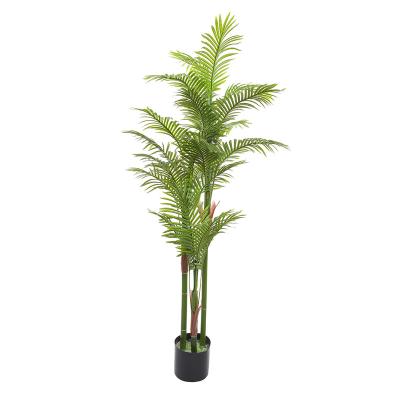 China Fabric Rubberized Artificial Green Chrysalidocarpus Tree Indoor Decor Palm Bonsai With Fabric Rubberized Leaves for sale